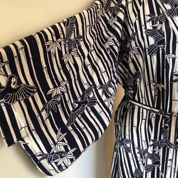 Vintage Ichiban Japanese Kimono - Bamboo and Birds - Picture 2 of 5